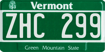 VT license plate ZHC299
