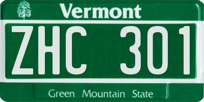 VT license plate ZHC301