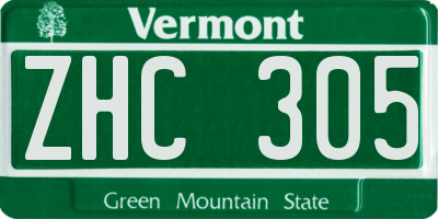 VT license plate ZHC305