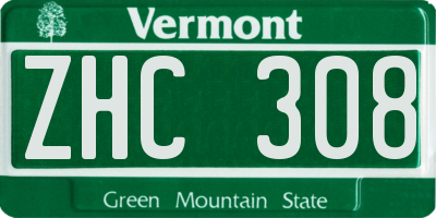 VT license plate ZHC308