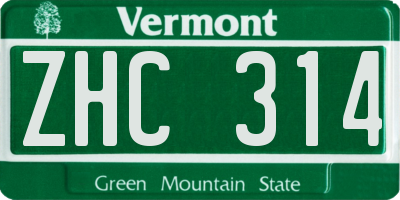 VT license plate ZHC314