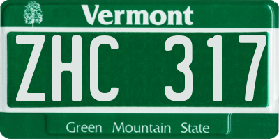 VT license plate ZHC317