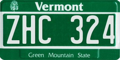VT license plate ZHC324