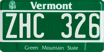 VT license plate ZHC326