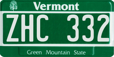 VT license plate ZHC332