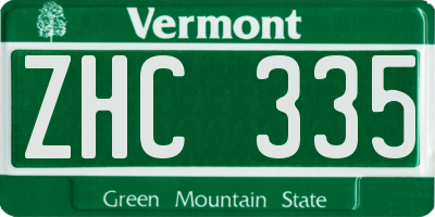 VT license plate ZHC335
