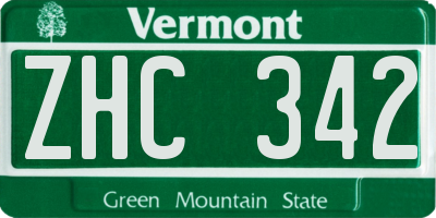 VT license plate ZHC342