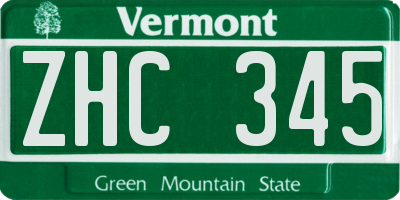 VT license plate ZHC345