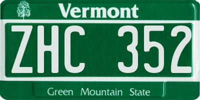 VT license plate ZHC352