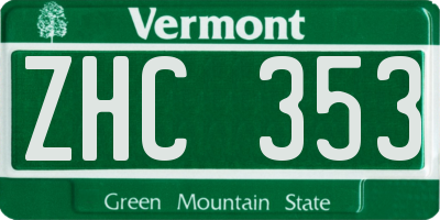 VT license plate ZHC353