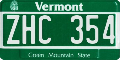 VT license plate ZHC354