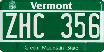 VT license plate ZHC356