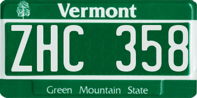VT license plate ZHC358