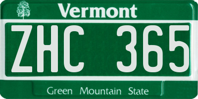 VT license plate ZHC365