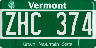 VT license plate ZHC374