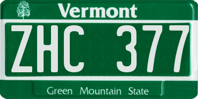 VT license plate ZHC377
