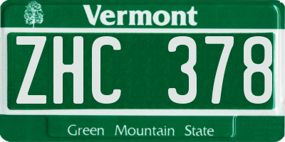 VT license plate ZHC378