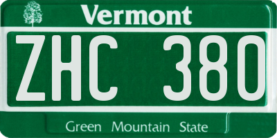 VT license plate ZHC380