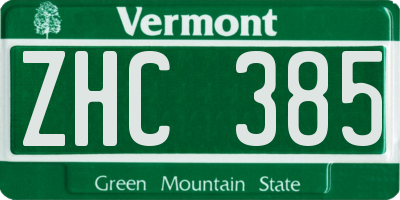 VT license plate ZHC385