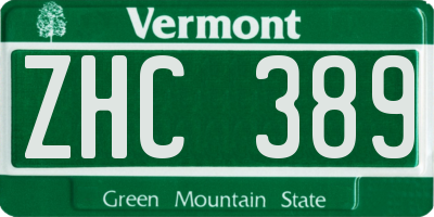 VT license plate ZHC389