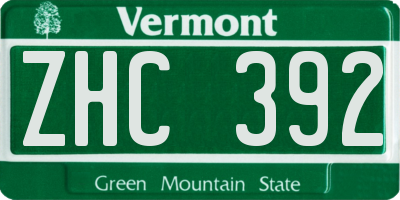 VT license plate ZHC392