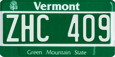 VT license plate ZHC409