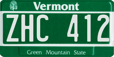 VT license plate ZHC412