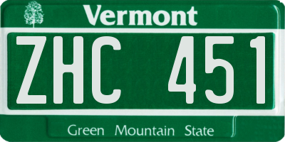 VT license plate ZHC451