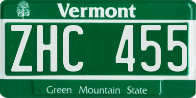 VT license plate ZHC455