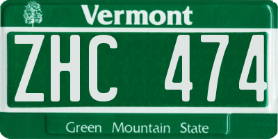 VT license plate ZHC474