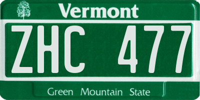 VT license plate ZHC477