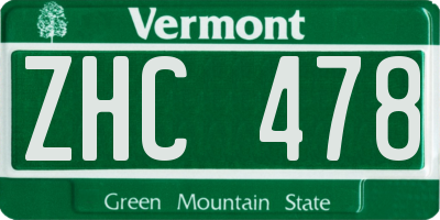 VT license plate ZHC478
