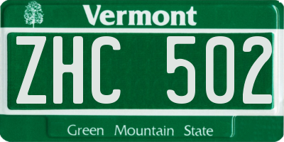 VT license plate ZHC502
