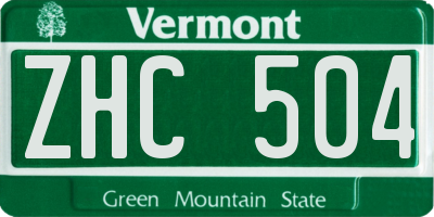 VT license plate ZHC504