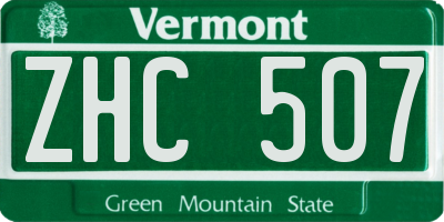 VT license plate ZHC507