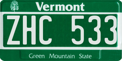 VT license plate ZHC533