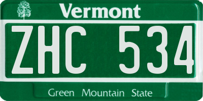VT license plate ZHC534