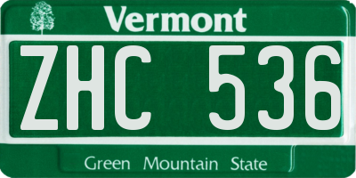 VT license plate ZHC536