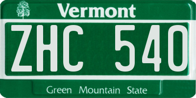VT license plate ZHC540