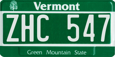 VT license plate ZHC547