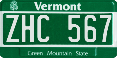 VT license plate ZHC567