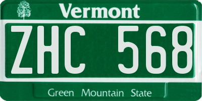 VT license plate ZHC568