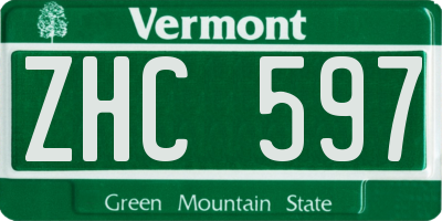 VT license plate ZHC597