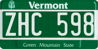 VT license plate ZHC598