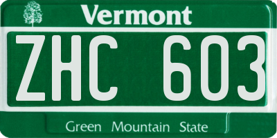 VT license plate ZHC603