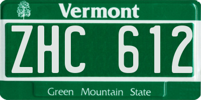 VT license plate ZHC612