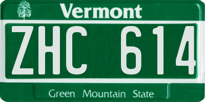 VT license plate ZHC614