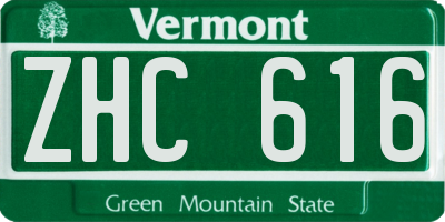 VT license plate ZHC616