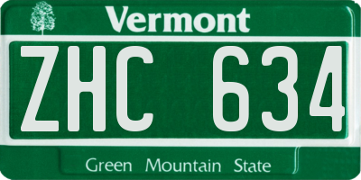 VT license plate ZHC634