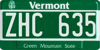 VT license plate ZHC635